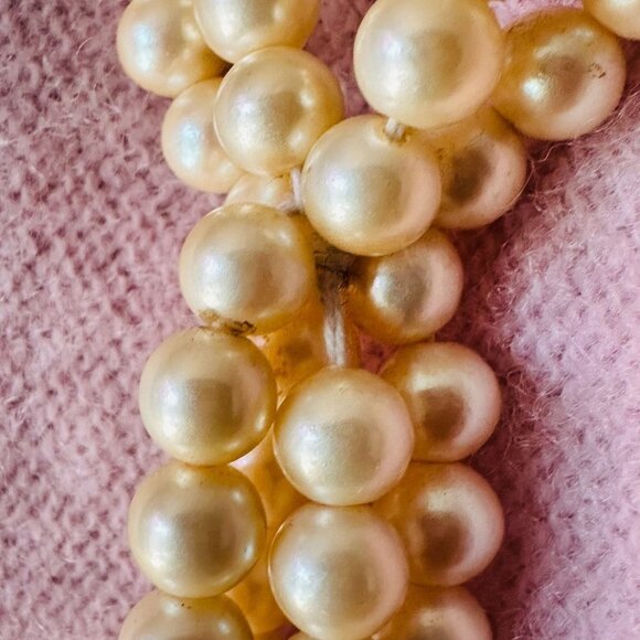 Lariat Double Strand Faux Pearl Teardrop Shape Dangle Tassel Necklace - Picture 6 of 9